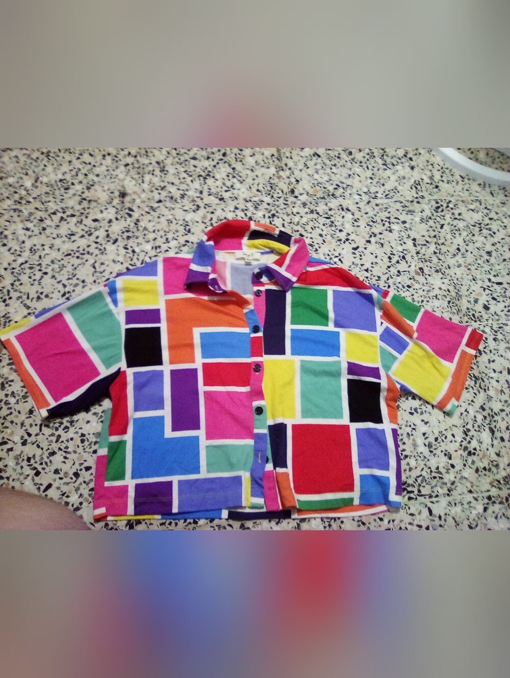 love J Multicolor Geo Block Short-Sleeve Button-Down Shirt